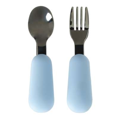 Silicone children's dishes teddy bear light blue 4el