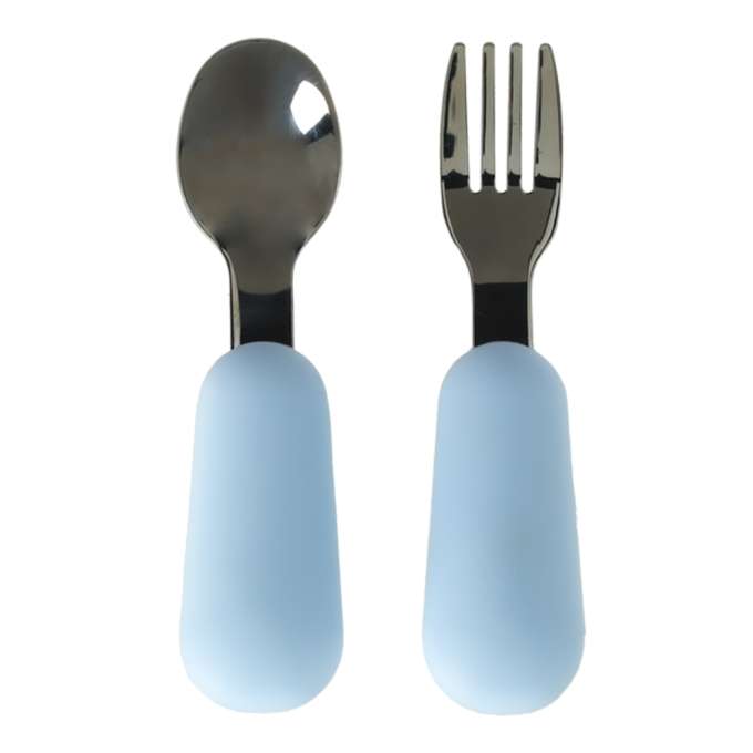 Silicone children's dishes teddy bear light blue 4el