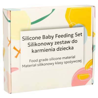 Silicone children's dishes teddy bear light blue 4el