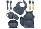 Silicone dishes for children squirrel 9 elements dark blue 2