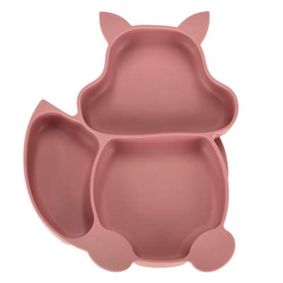 Silicone dishes for children squirrel 9 elements dark pink