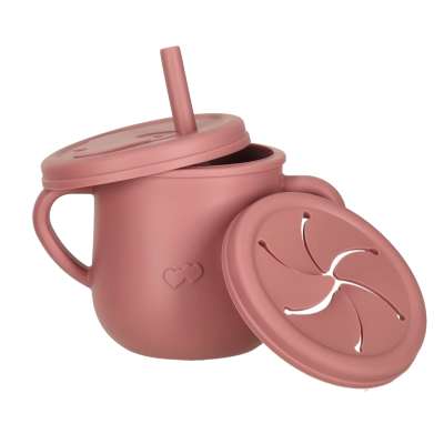 Silicone dishes for children squirrel 9 elements dark pink