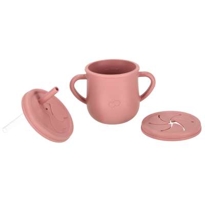 Silicone dishes for children squirrel 9 elements dark pink