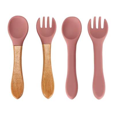 Silicone dishes for children squirrel 9 elements dark pink