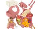 Silicone dishes for children squirrel 9 elements dark pink 1