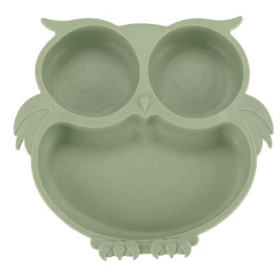 Silicone dishes for kids owl milita green