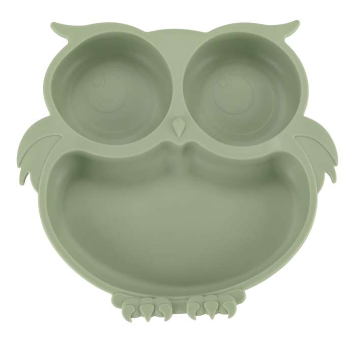 Silicone dishes for kids owl milita green