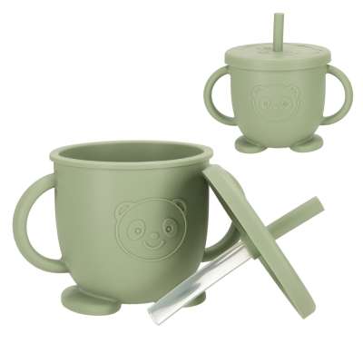 Silicone dishes for kids owl milita green