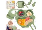 Silicone dishes for kids owl set of 8 elements green 1
