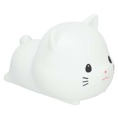 Silicone night light white RGB cat lying down