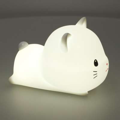 Silicone night light white RGB cat lying down