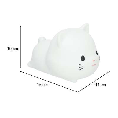 Silicone night light white RGB cat lying down