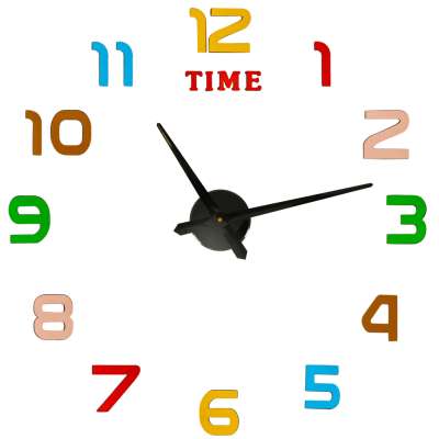 Sticker wall clock 12 digit colour black