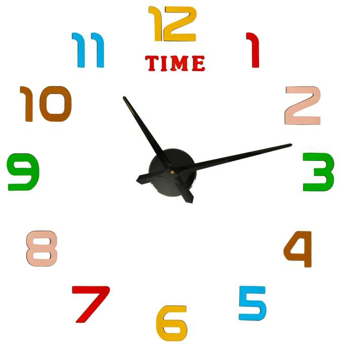 Sticker wall clock 12 digit colour black