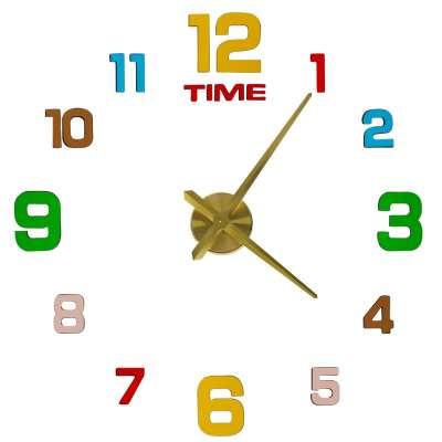 Sticker wall clock 12 digits yellow colour
