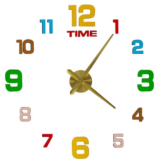 Sticker wall clock 12 digits yellow colour