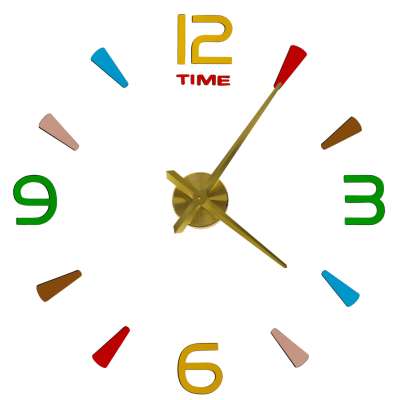 Sticker wall clock 4 digits yellow colour