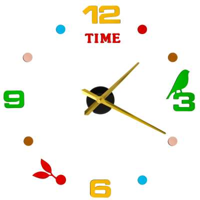 Sticker wall clock with coloured numerals 80-90cm