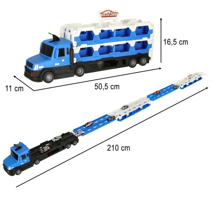 TIR Laweta samochód transporter pojazd składany XXL 10 autek niebieski