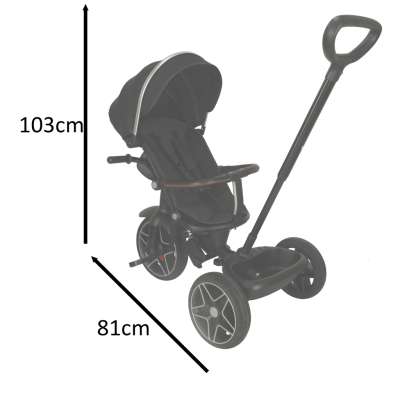 TRIKE FIX Elite 2in1 tricycle with canopy swivel adjustable stroller guide straps black