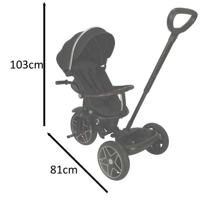 TRIKE FIX Elite 2in1 tricycle with canopy swivel adjustable stroller guide straps black