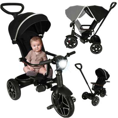 TRIKE FIX Elite 2in1 tricycle with canopy swivel adjustable stroller guide straps black