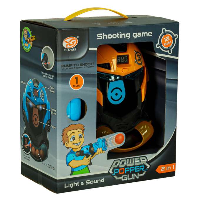 Target shooting robot head arcade game set gun + balls