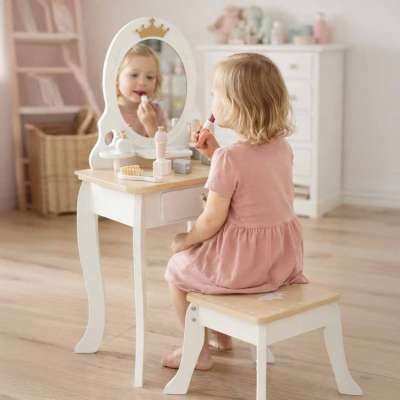 Toaletka drewniana dla dziewczynki LULILO Bella lustro taboret akcesoria