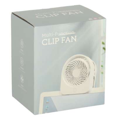Desk fan clipless wireless USB cooling 3 power levels 11.5cm white