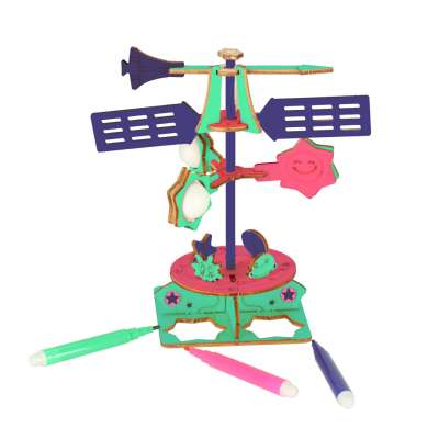 Wooden puzzle 3d scientific model wind vane