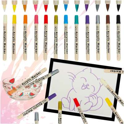 Acrylic fabric markers stone marker pens DIY waterproof markers 12 pcs.