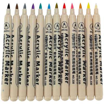 Acrylic fabric markers stone marker pens DIY waterproof markers 12 pcs.