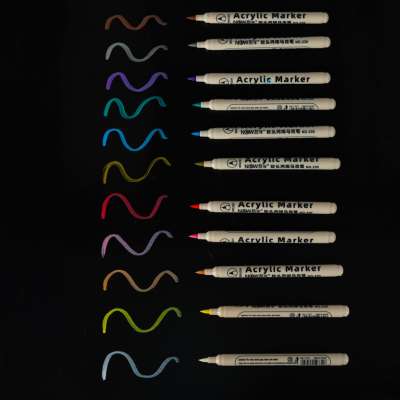 Acrylic fabric markers stone marker pens DIY waterproof markers 12 pcs.