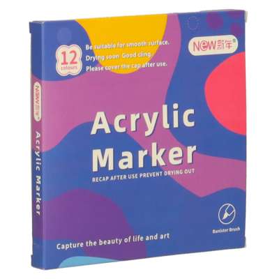 Acrylic fabric markers stone marker pens DIY waterproof markers 12 pcs.