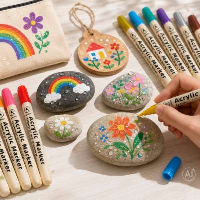 Acrylic fabric markers stone marker pens DIY waterproof markers 12 pcs.