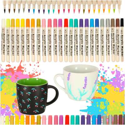 Acrylic fabric markers stone marker pens DIY waterproof markers 24 pcs.
