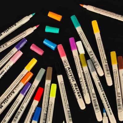 Acrylic fabric markers stone marker pens DIY waterproof markers 24 pcs.