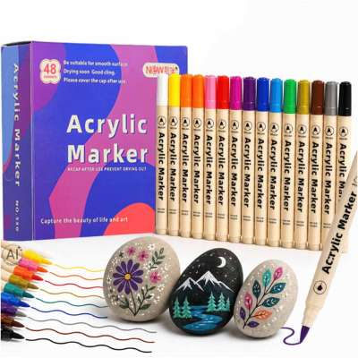 Acrylic fabric markers stone marker pens DIY waterproof markers 24 pcs.