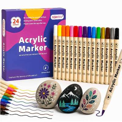 Acrylic fabric markers stone marker pens DIY waterproof markers 24 pcs.