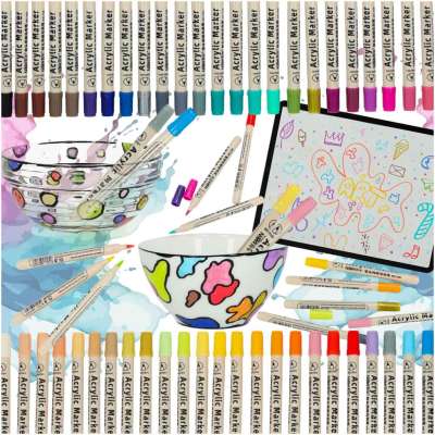 Acrylic fabric markers stone marker pens DIY waterproof markers 48 pcs.