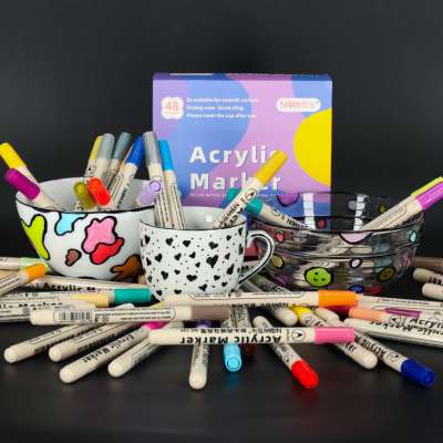 Acrylic fabric markers stone marker pens DIY waterproof markers 48 pcs.