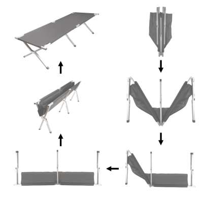 Camping bed folding XXL black 150kg