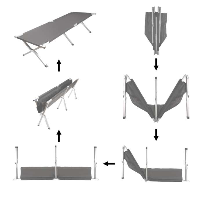 Camping bed folding XXL black 150kg