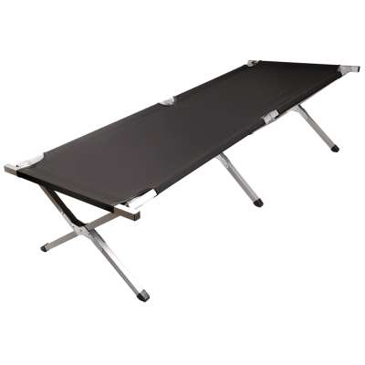Camping bed folding XXL black 150kg