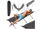 Camping bed folding XXL black 150kg 1