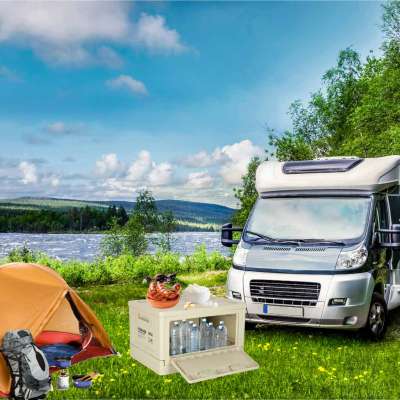 Camping box organiser for the boot