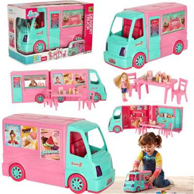 Car for dolls camper food truck set 21 el.