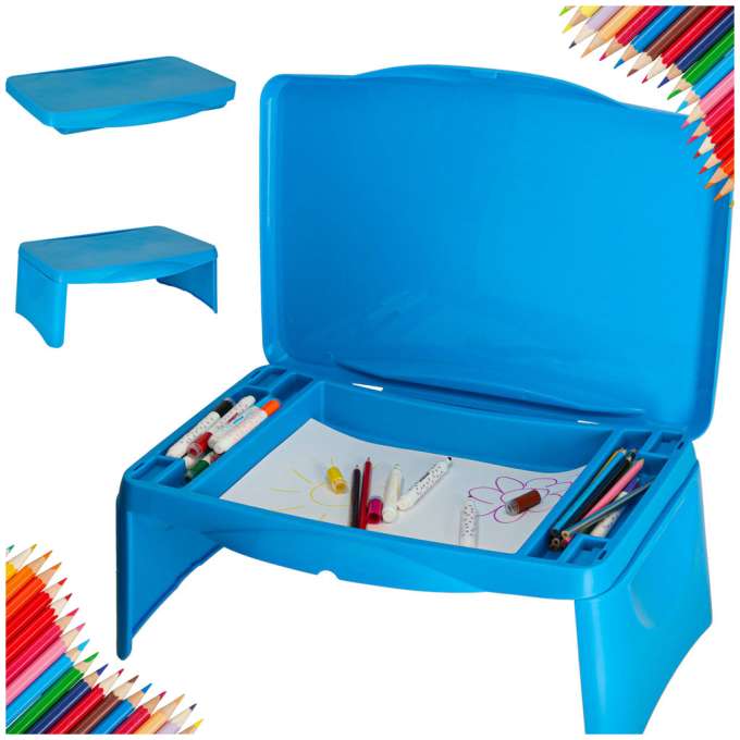Car table with storage compartment for kids blue