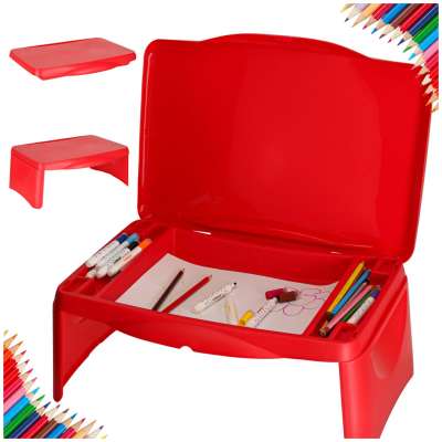 Car table with storage compartment for kids red