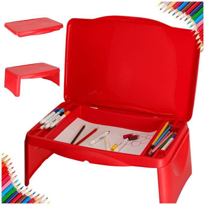 Car table with storage compartment for kids red
